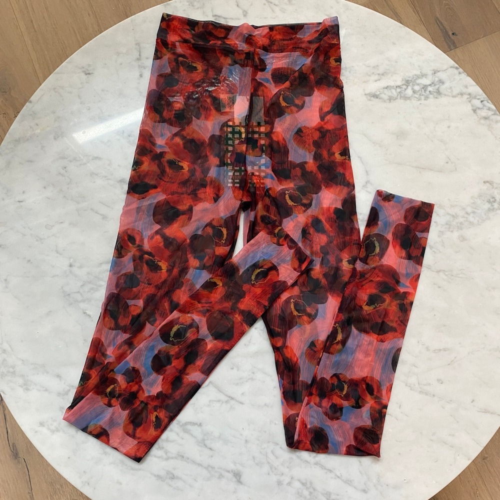 NWT Henrik Vibskov Mesh Pollen Leggings Canned Peaches Orange Floral Designer